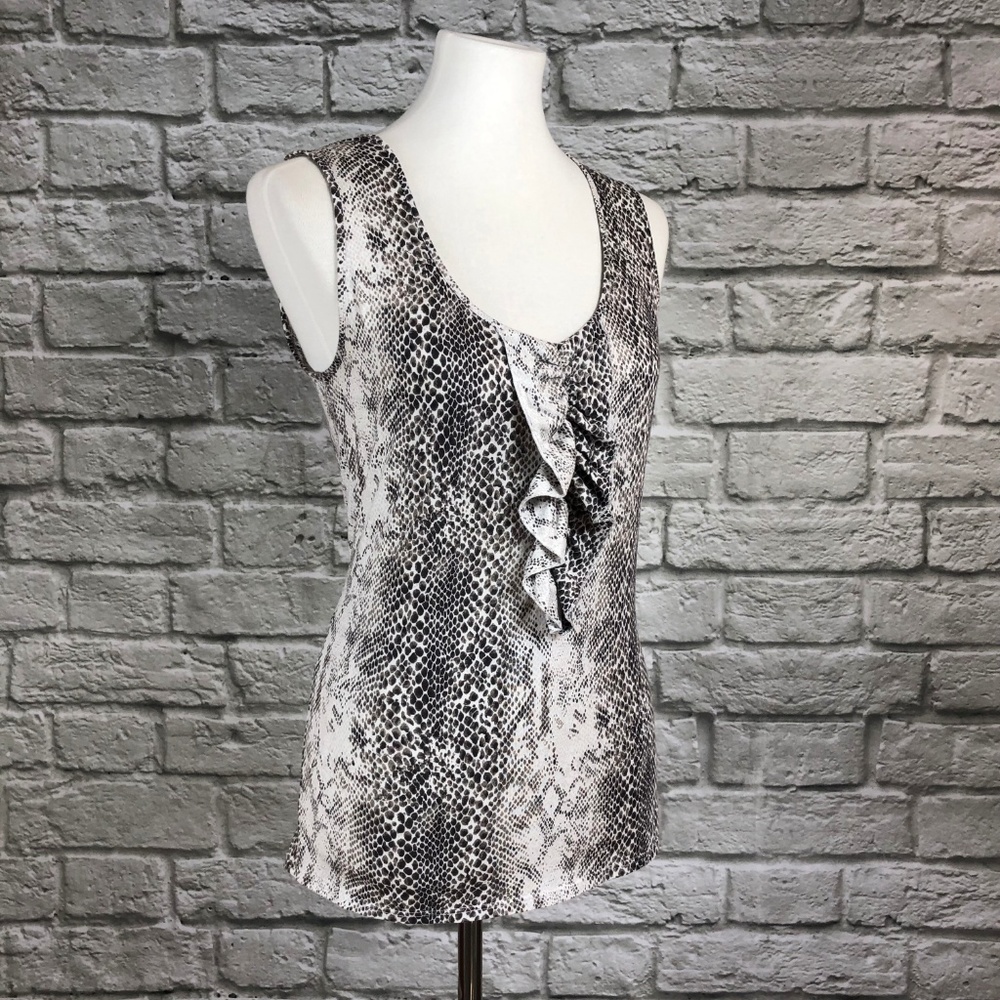 Tahari Python Snake Print Ruffle Tank - image 4
